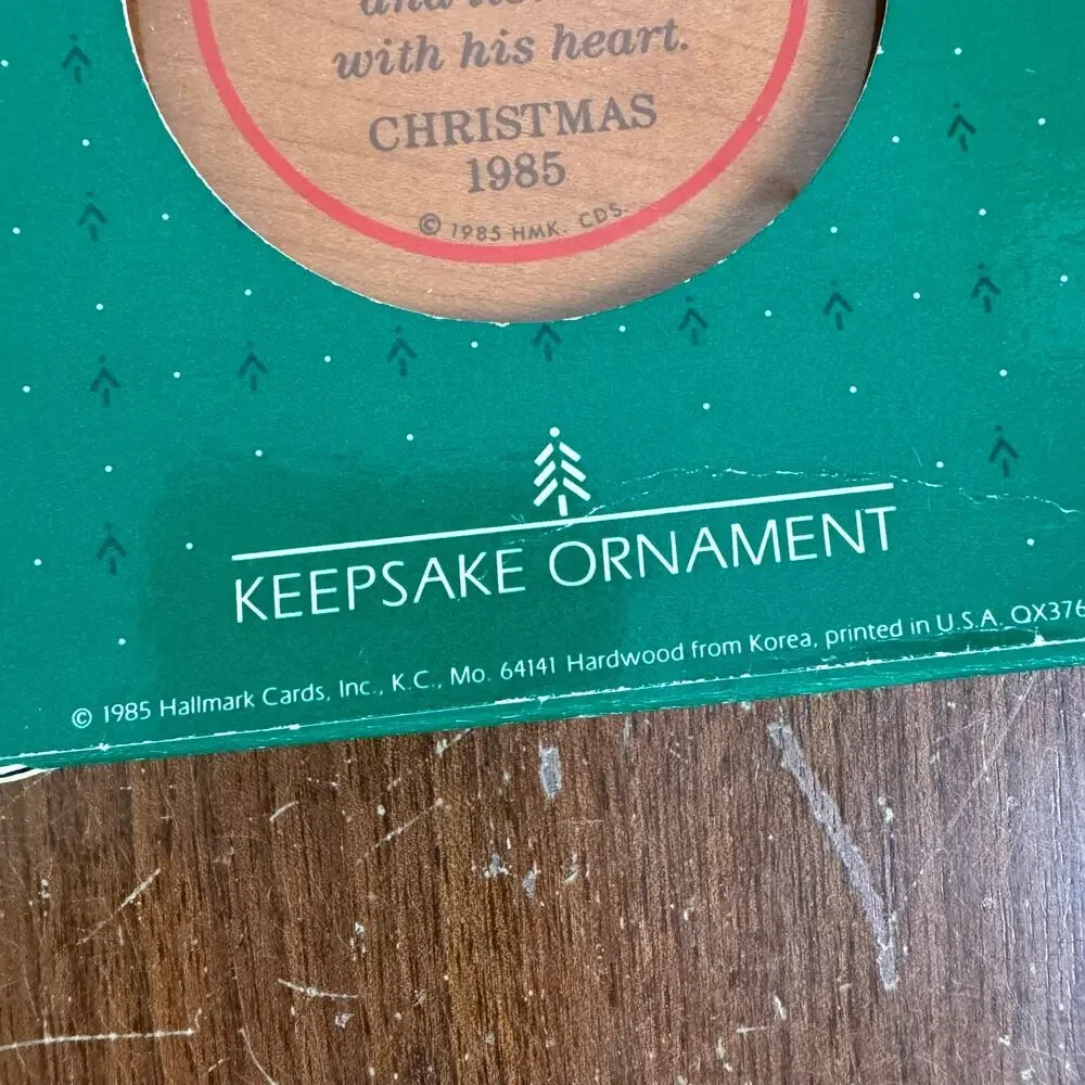 Hallmark Father Christmas Ornament 1985 New Dead Stock‎ Wooden Ornament Sleigh